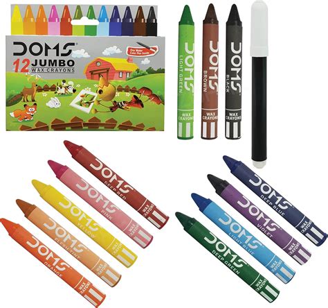 Doms Wax Crayons 12 Color Jumbo 7124