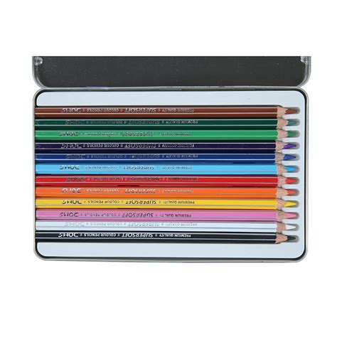 Micro Fsc 12 Colourwooden Pencil Flat Tin+sharpener