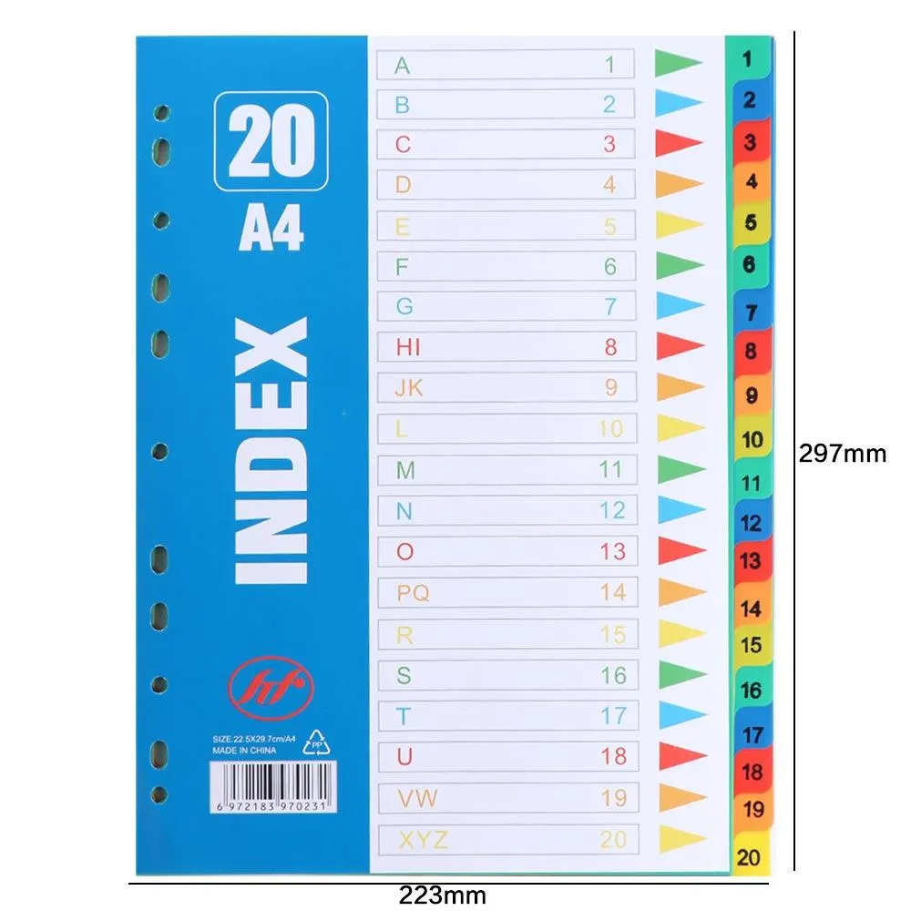 [S-SC108037] 20 Numbers A4 Yassen Separatore Carton 1