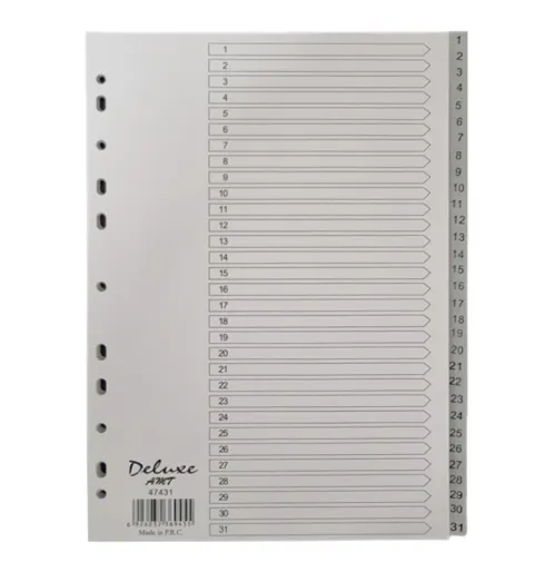 31 Numbers Gray Sofiplast Binder Dividers Plastic 1