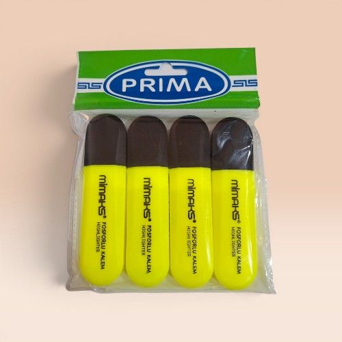 [P-HP211005] Prima Highlighter Set 4 Pens Yellow - 90531