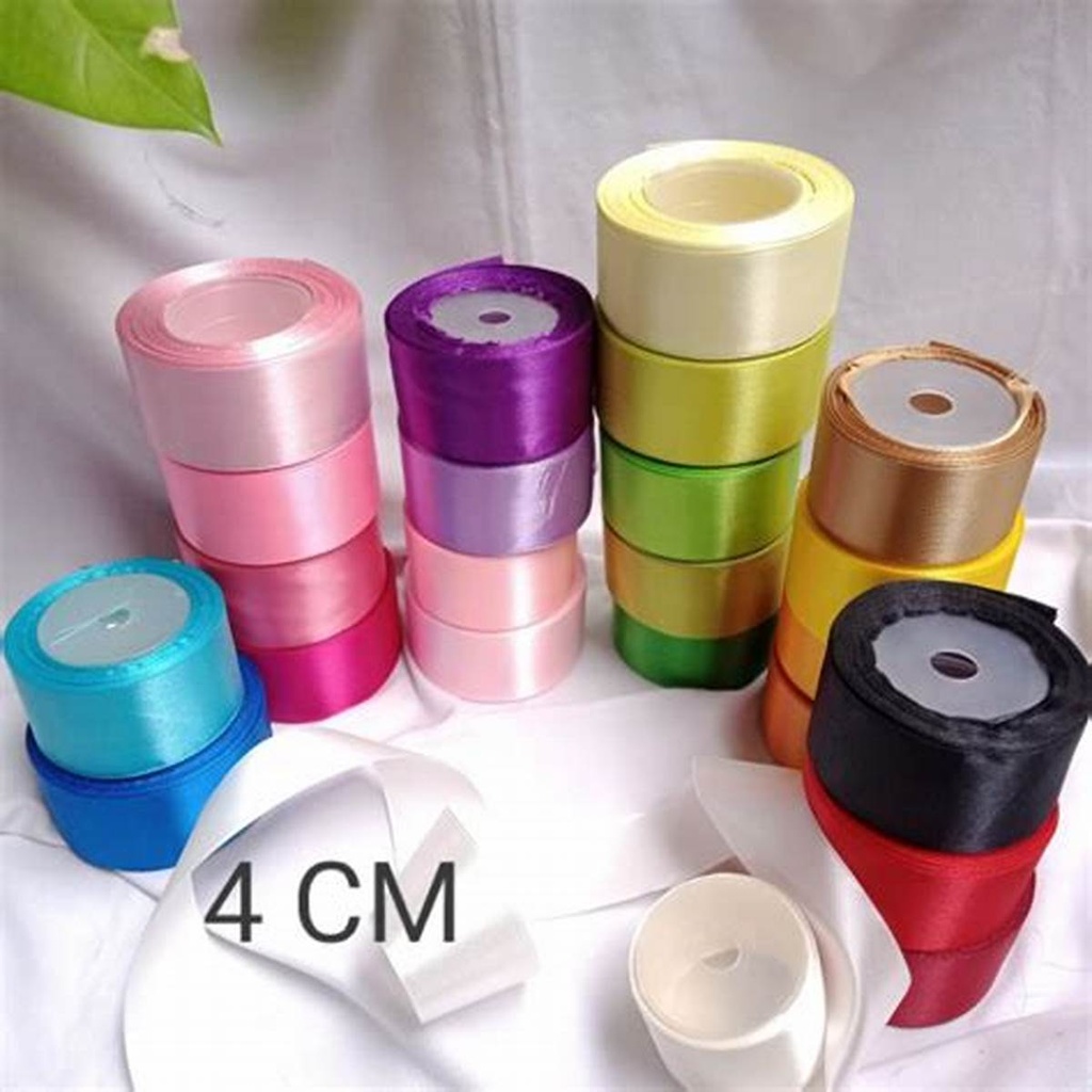 [C-AR693050] Office Mix Satin Ribbon Roll 4 cm Blue