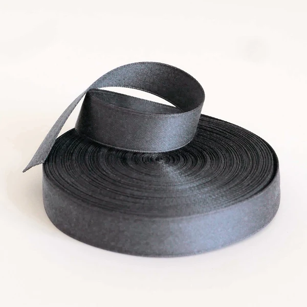 Satin Ribbon Roll 1cm Dark Gray Office Mix