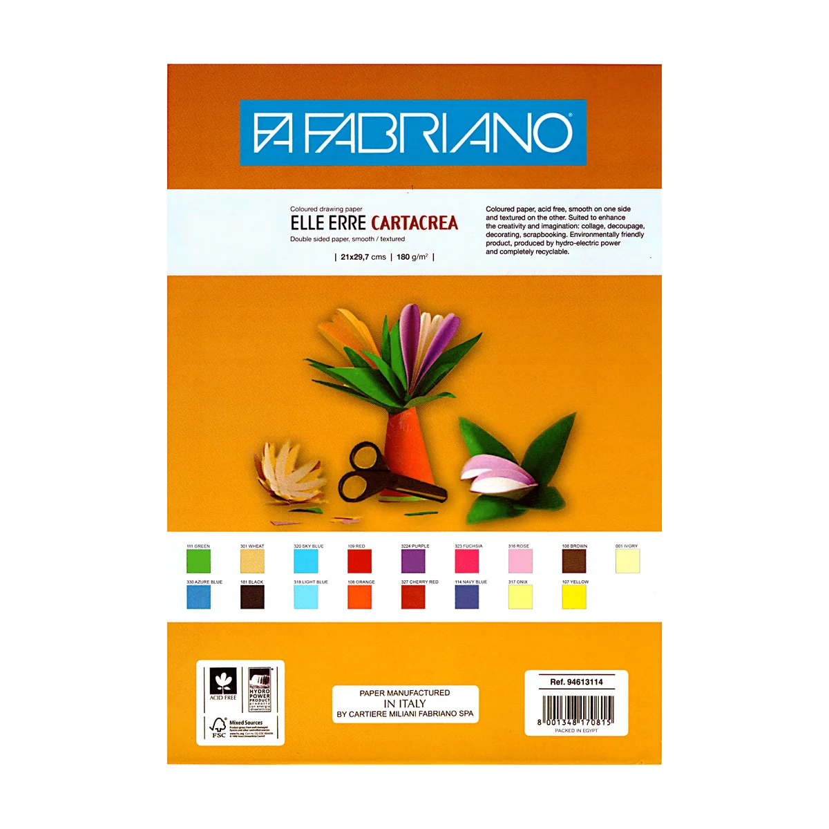 Paper Fabriano180 gm Packet-108-  A4-Orange